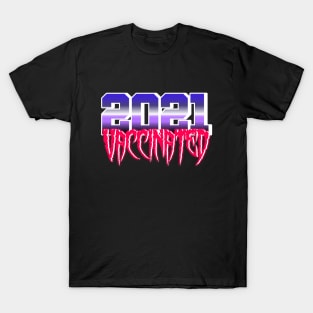 2021 Vaccinated Retrowave Style T-Shirt